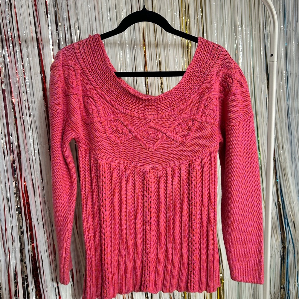 Sigrid Olsen Pink and Orange Knit Sweater